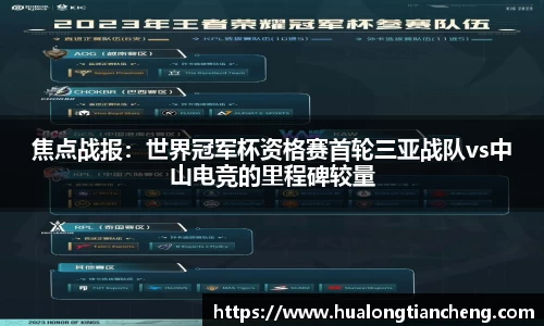 焦点战报：世界冠军杯资格赛首轮三亚战队vs中山电竞的里程碑较量